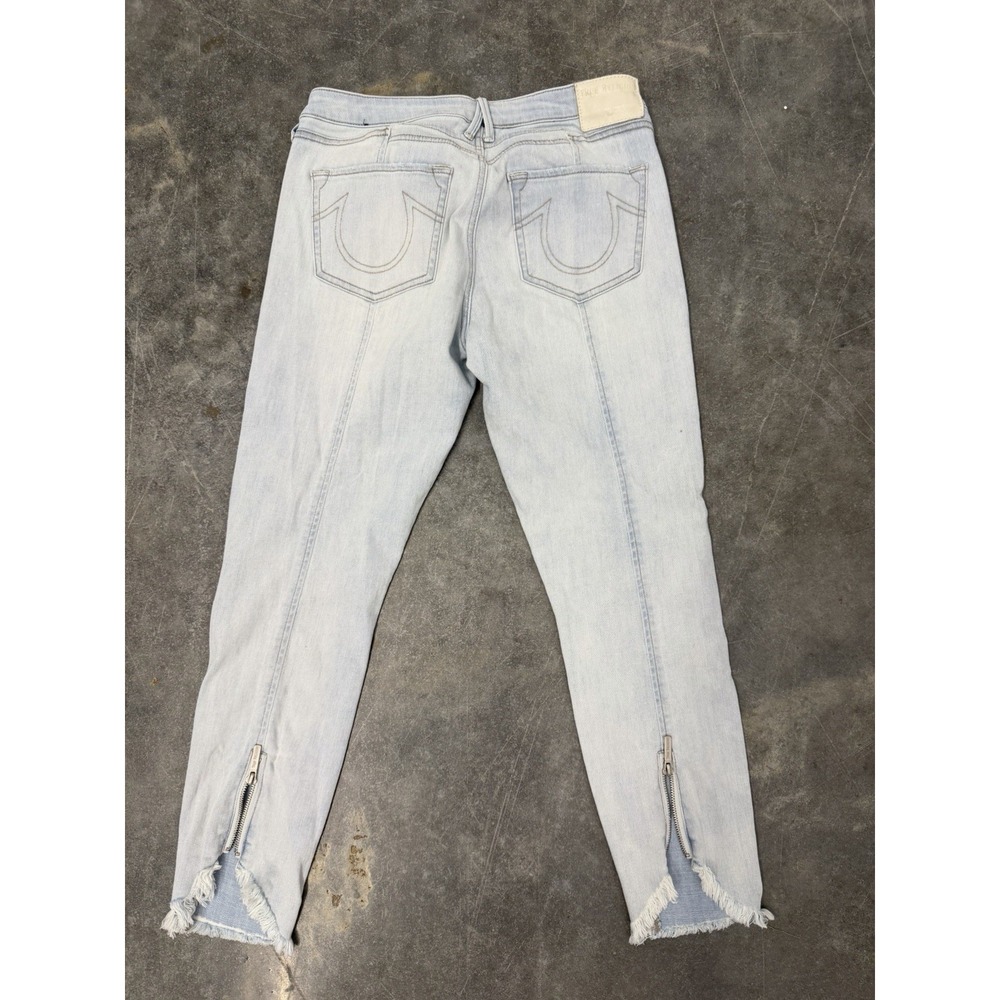 True Religion Jeans Women's 30 HALLE Mid Rise Super Skinny Light Color Zip Up - Picture 7 of 8